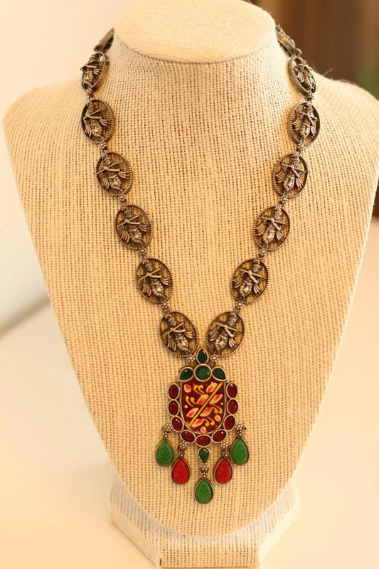 Beautiful German silver Krishna necklace set