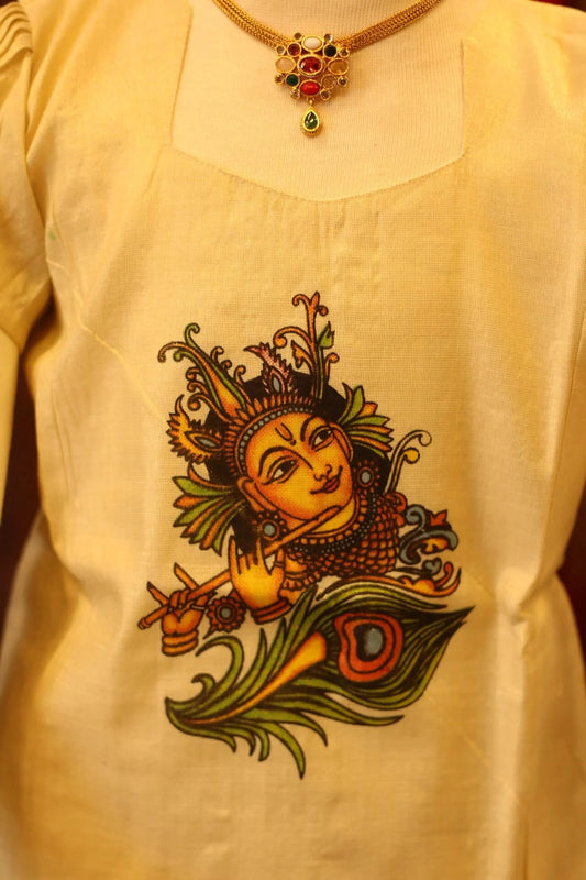 Girls Onam Skirt and Top in Silk