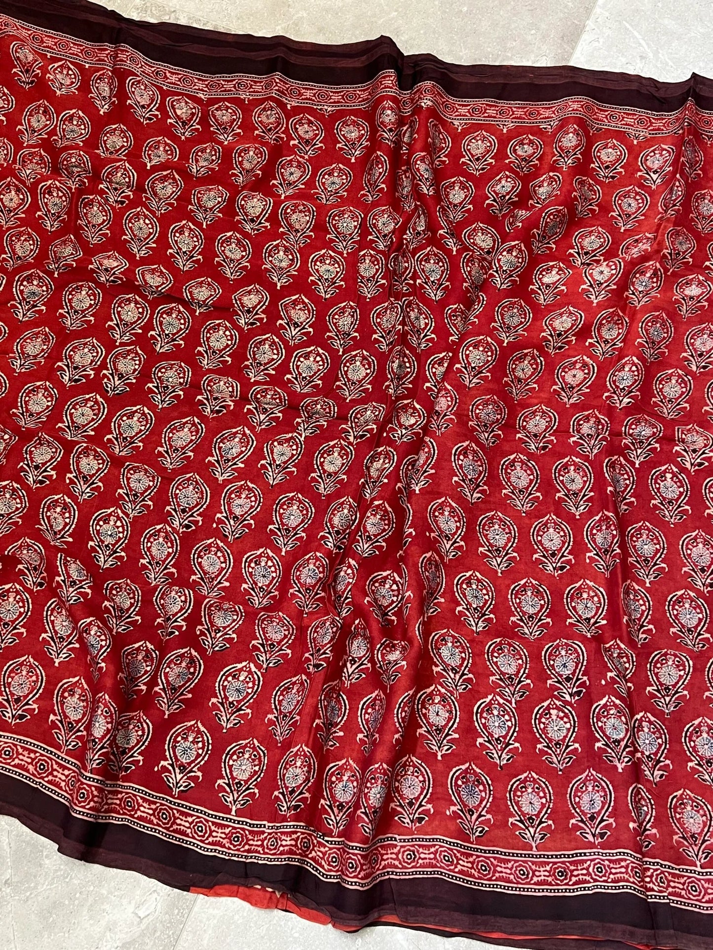 Pure Modal silk with Ajrakh prints β Maroon