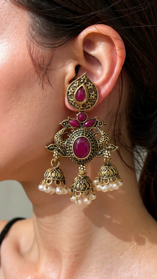 Gorgeous Designer Hangings Set - Pink Stone