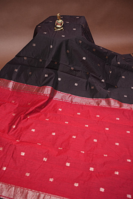 Maheshwari Silk Cotton Saree - Black