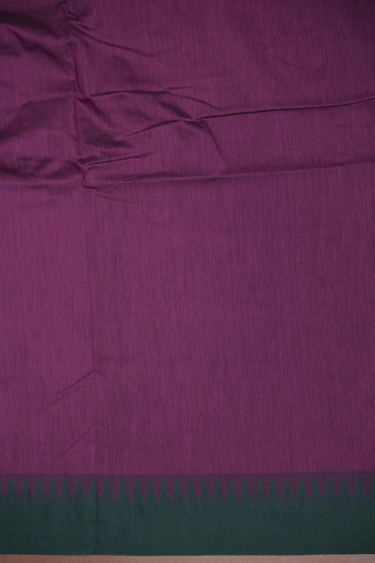Temple Border Silk Cotton Saree - Purple