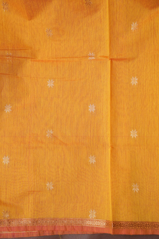 Maheshwari Silk Cotton Saree - Yellow and Pink