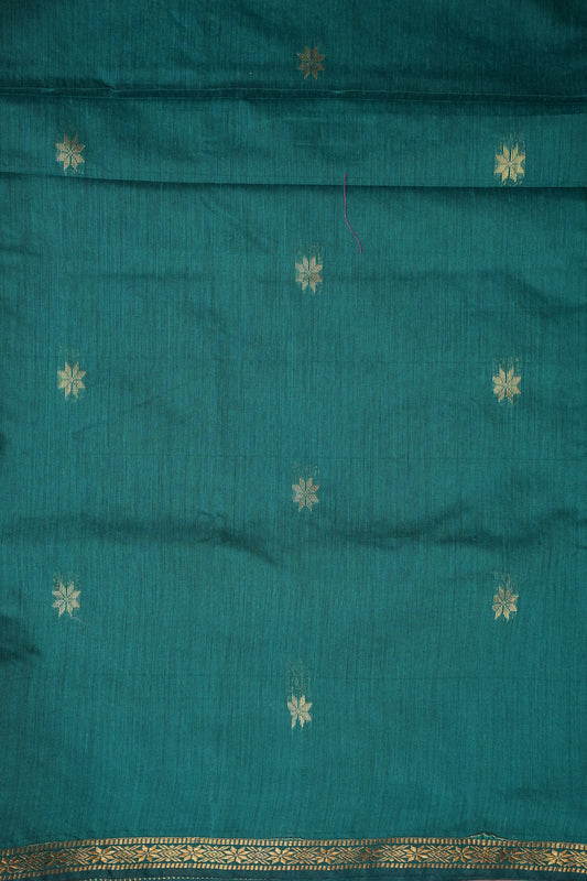 Maheshwari Silk Cotton Saree - Rama Green & Red
