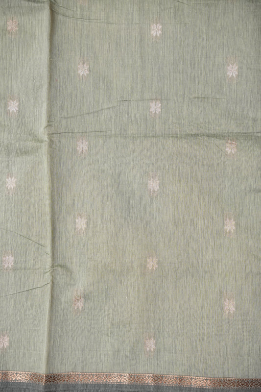 Maheshwari Silk Cotton Saree - Soft Green