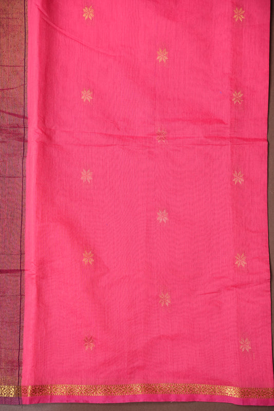 Maheshwari Silk Cotton Saree - Candy Pink