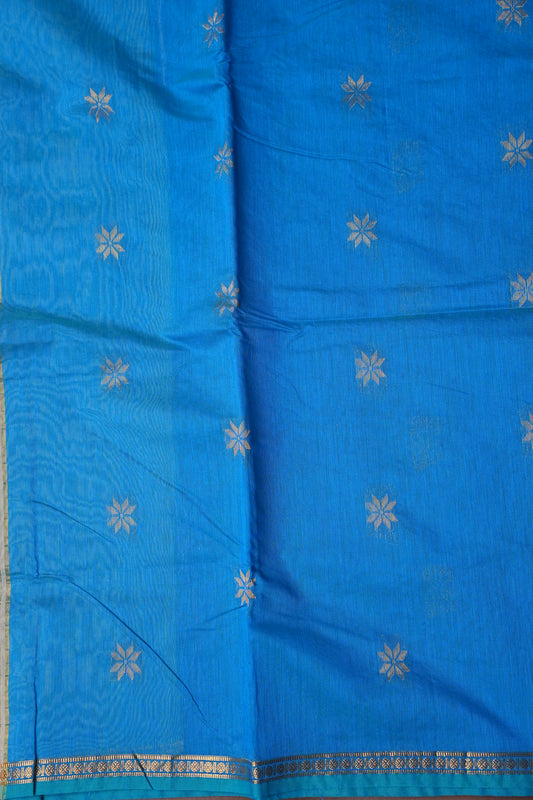 Maheshwari Silk Cotton Saree - Blue