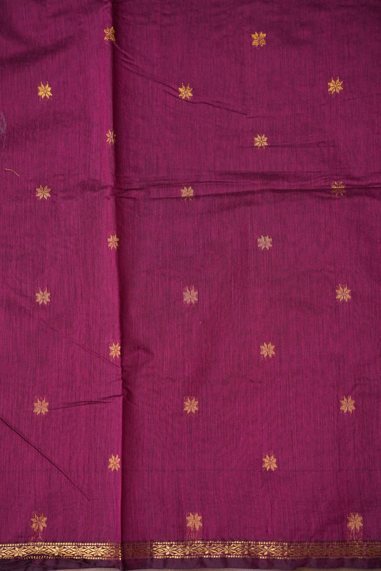 Maheshwari Silk Cotton Saree - Wine