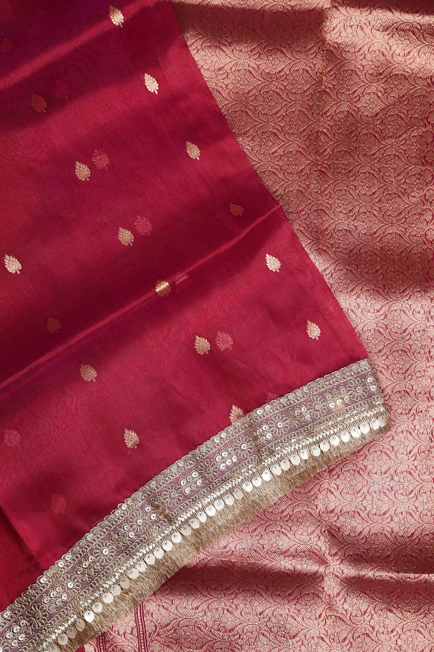 Red Tissue Organza Pure Silk Saree