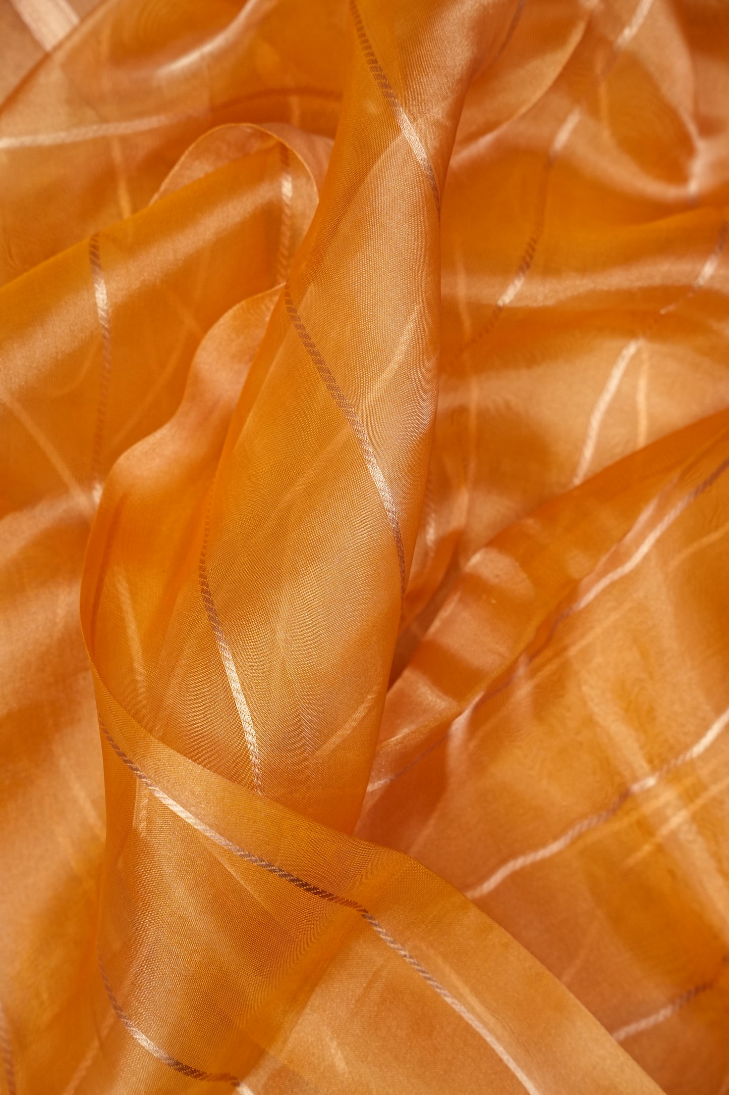 Bronze Orange Tissue Organza Pure Silk Saree