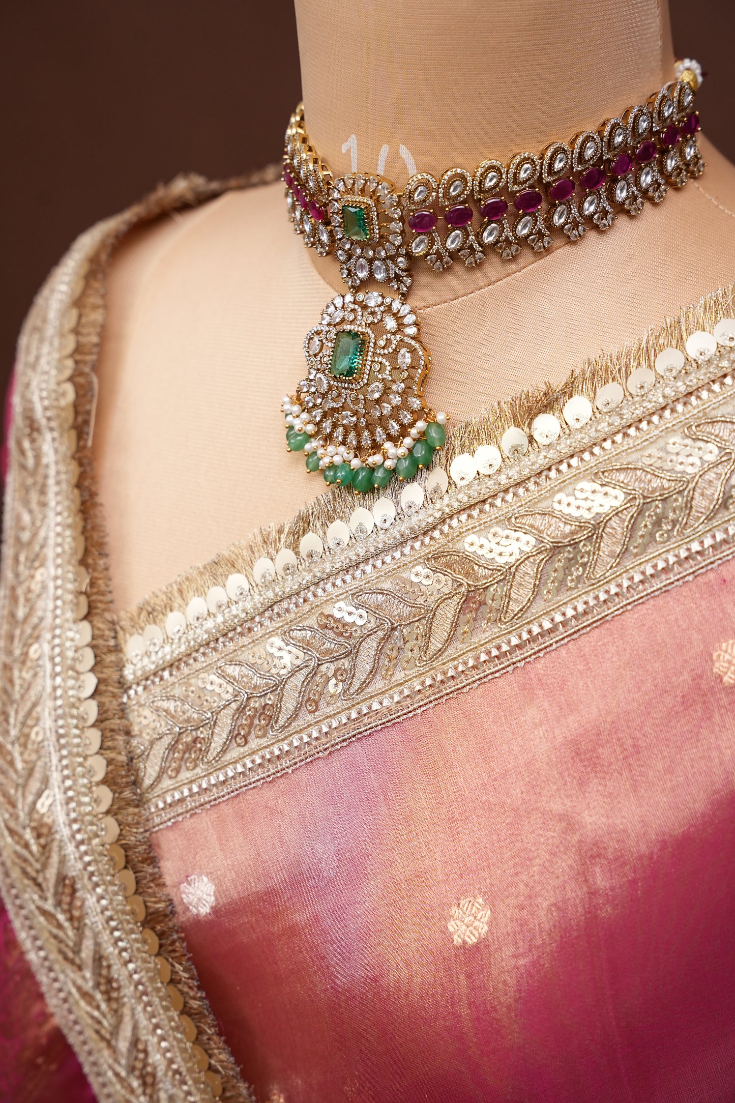 Blush Pink Tissue Organza Pure Silk Saree