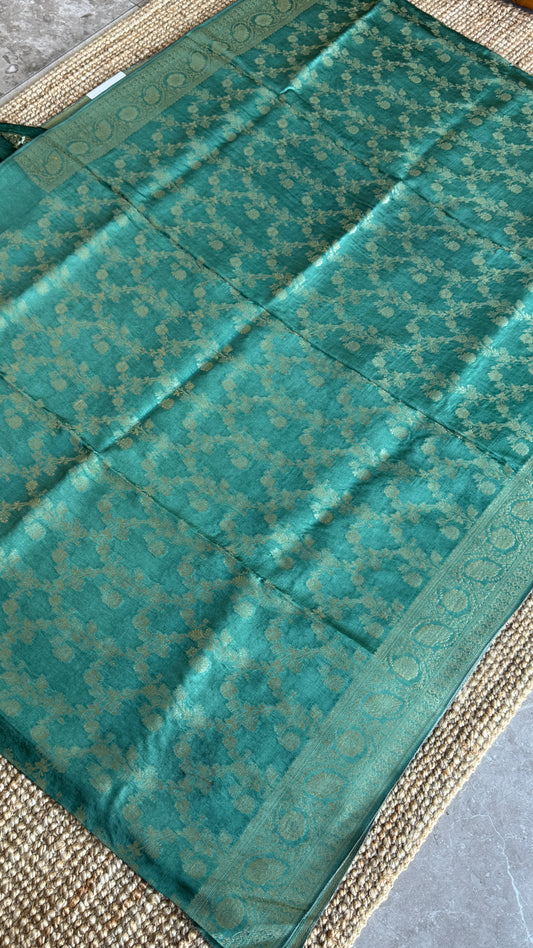 Munga Silk Banarasi Sarees - Subtle Aqua Blue Elegance