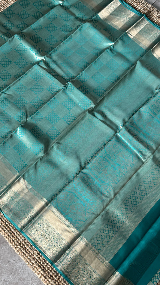 Pure Kanchivaram Silk Saree β Aqua Blue