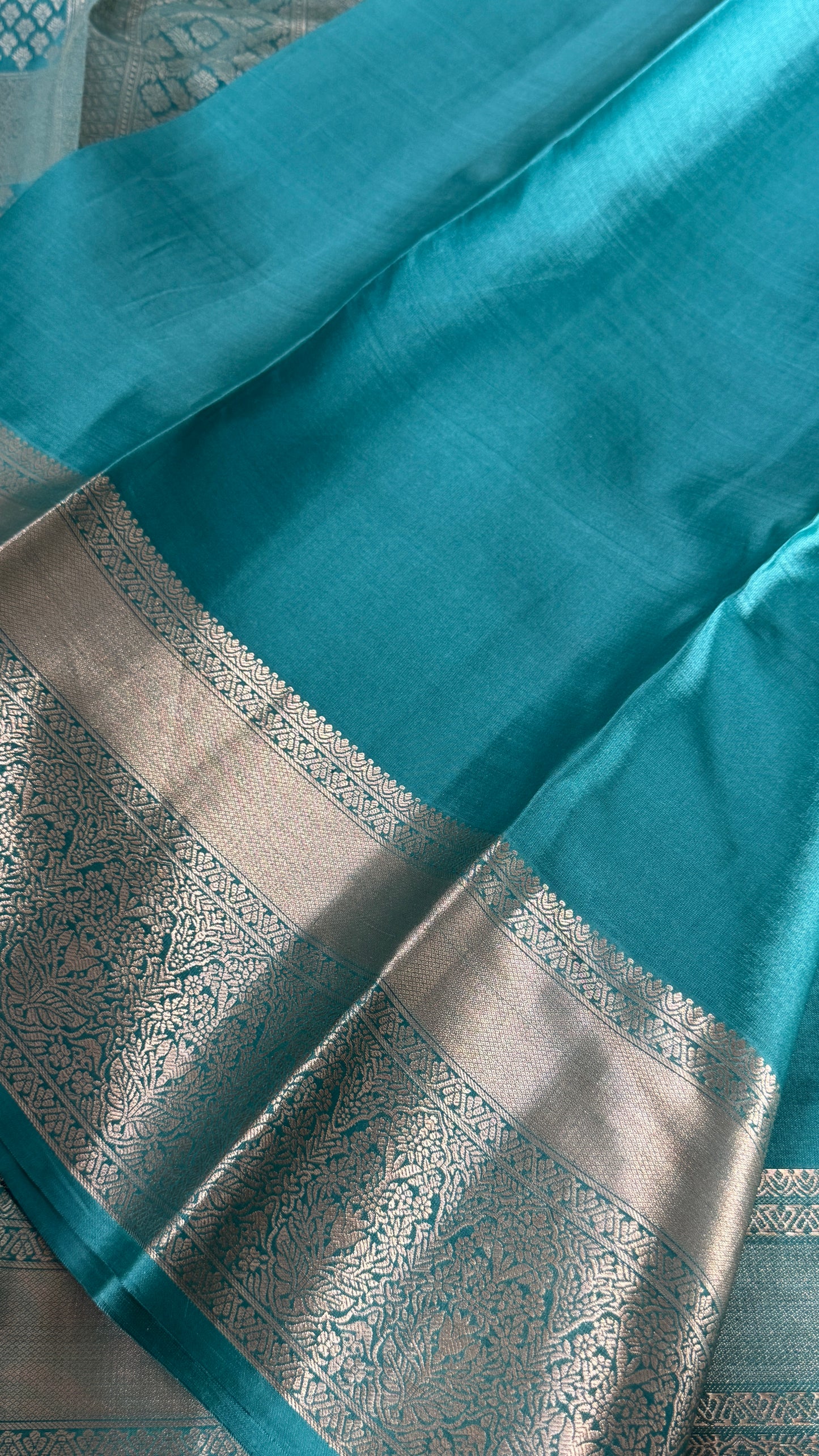 Pure Kanchivaram Silk Saree – Aqua Blue
