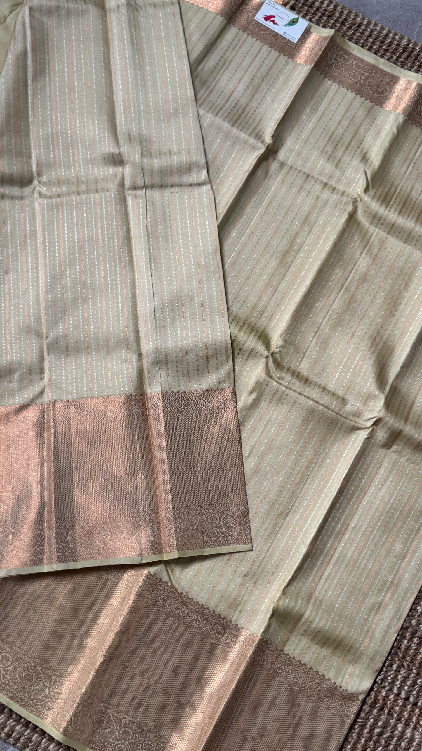 KANJIVARAM PURE SILK SAREE – Fully Brocade Saree in Beige/Champagne Color