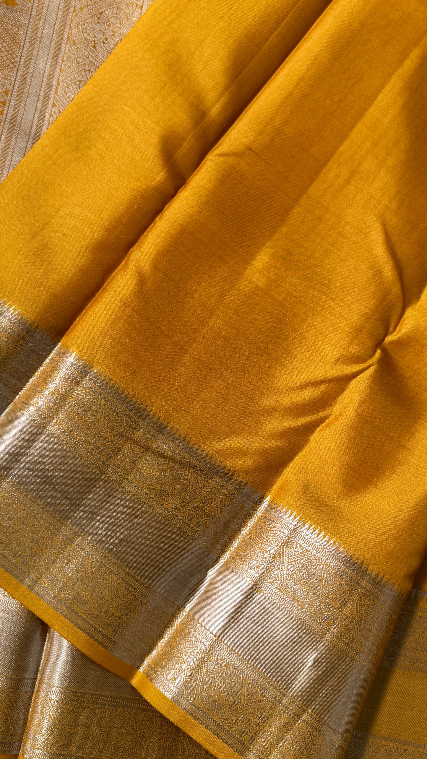 Pure Kanchivaram Silk Saree – Mustard Yellow