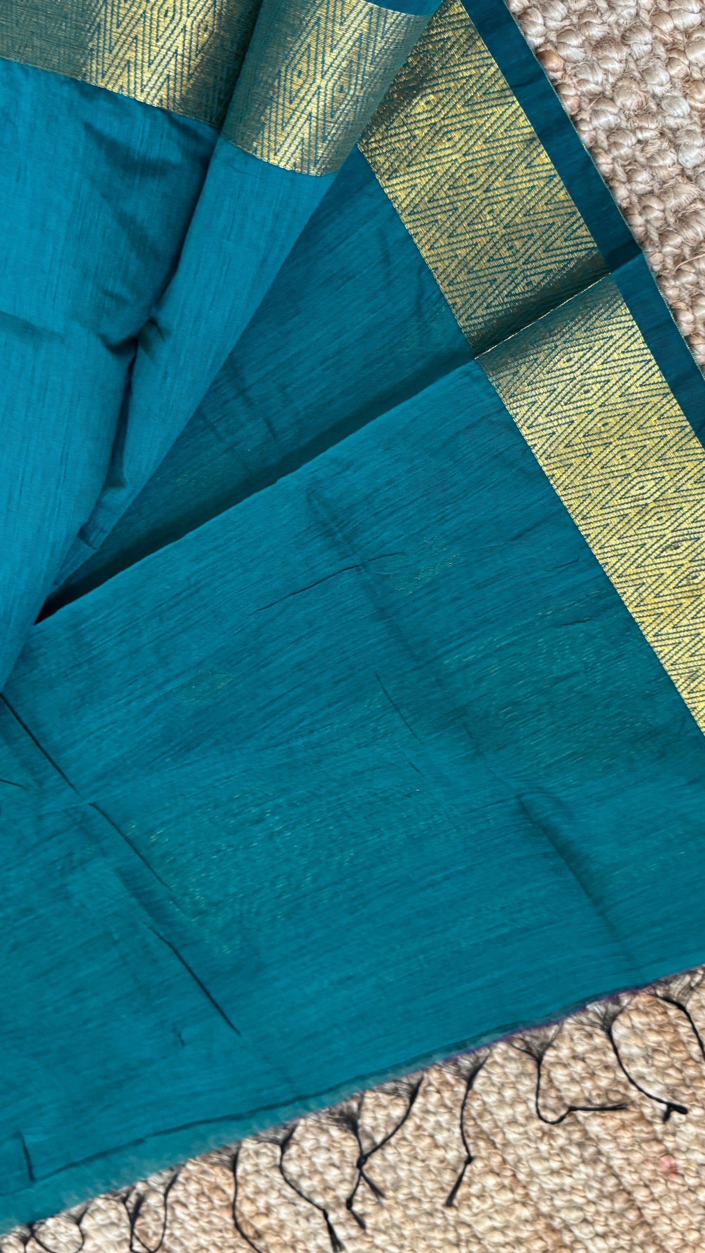 Purely Hand-Woven - Rama Blue Cotton Silk Saree