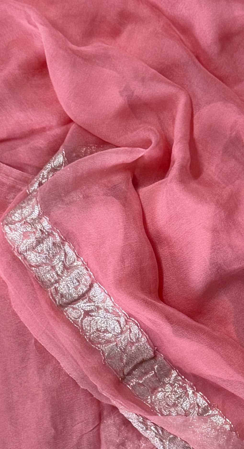 Pure Khaddi Chiffon Banarasi Silk Saree – Pink