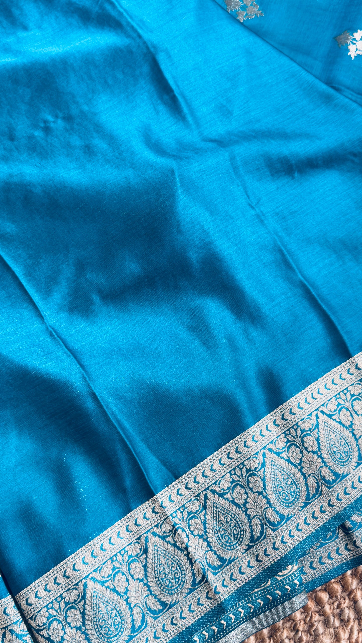 Elegant Georgette Crepe Silk Saree with Antique Gold Banarasi Borders - Blue