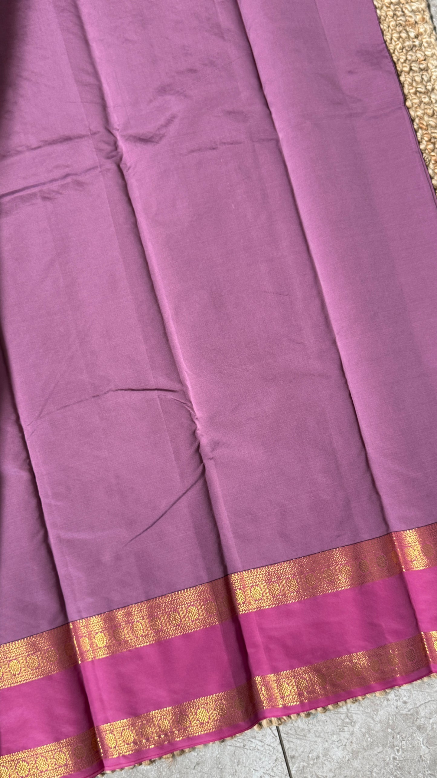 Semi Soft Silk Saree – Mauve Body with Pink RettaPetta Border