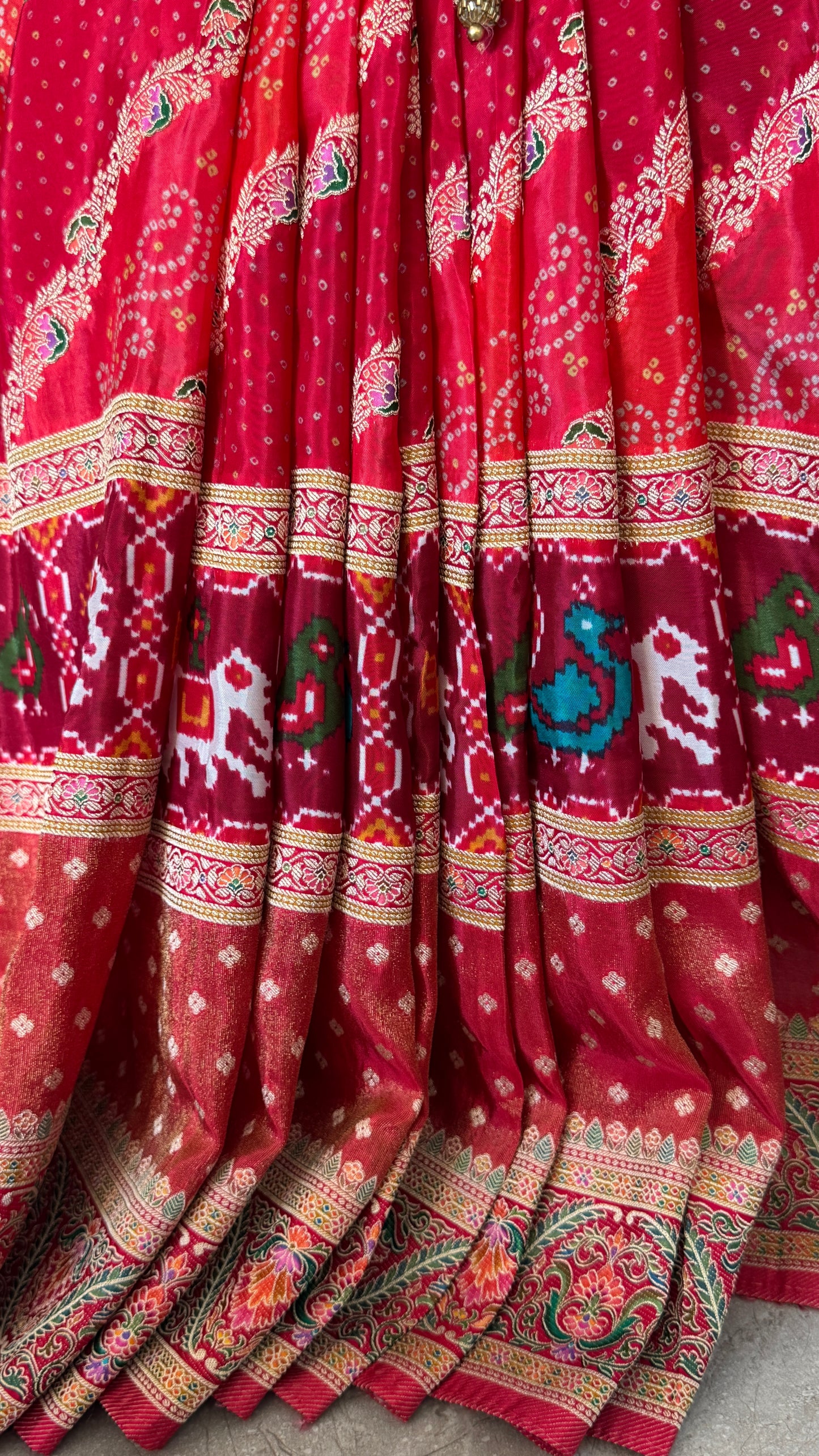 Lehariya Kashmiri Pashmina Saree - Pink