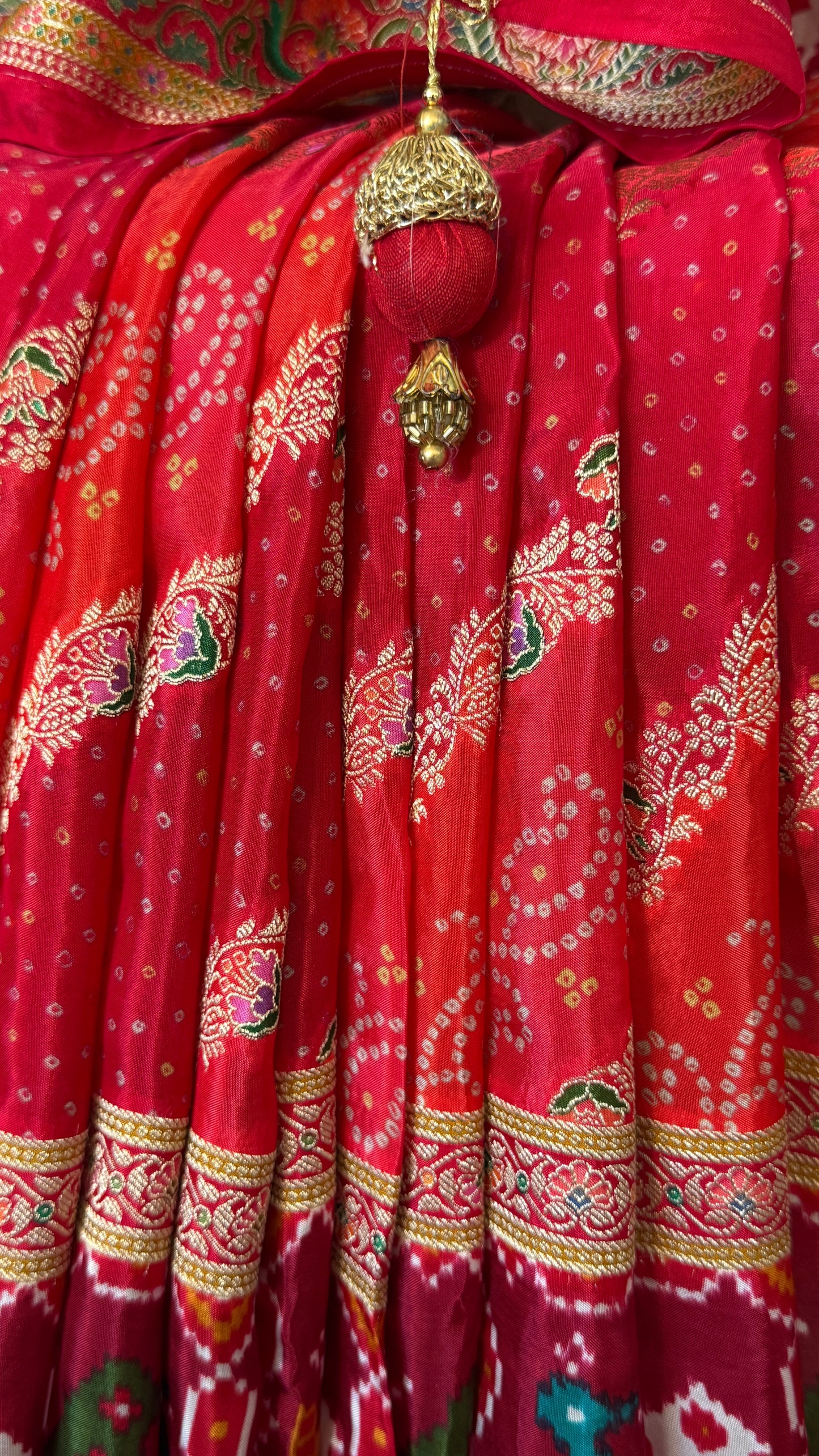 Lehariya Kashmiri Pashmina Saree - Pink