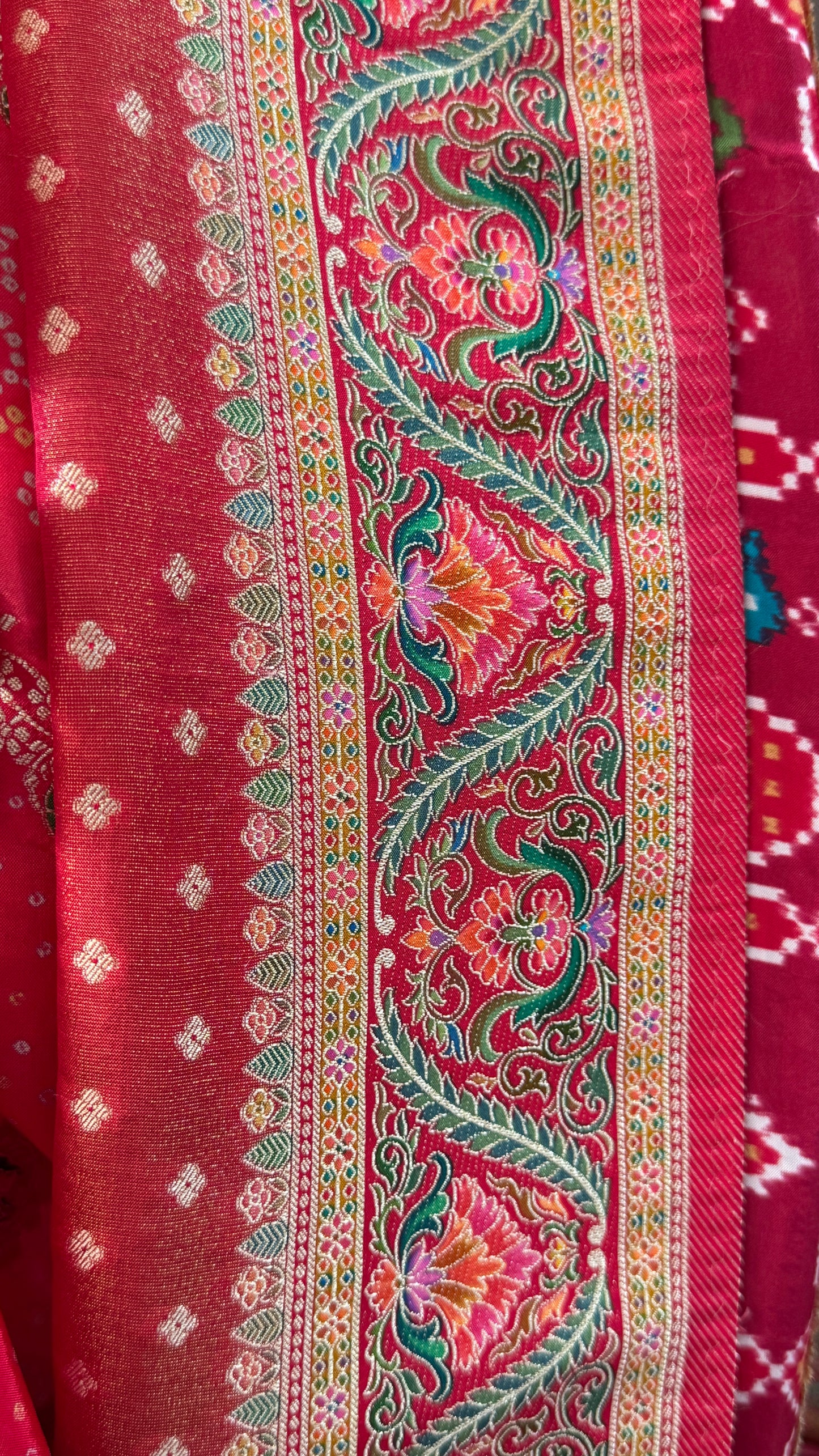 Lehariya Kashmiri Pashmina Saree - Pink