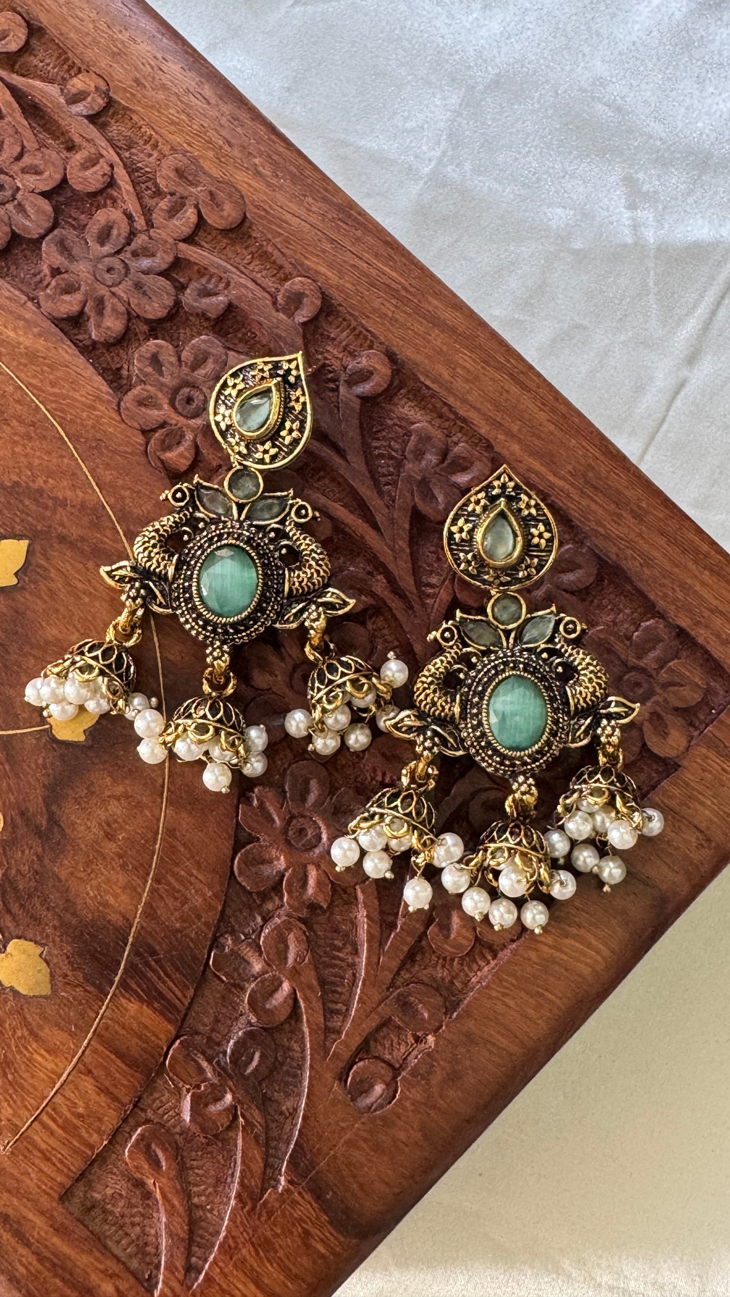 Gorgeous Designer Hangings Set - Mint Green Stone