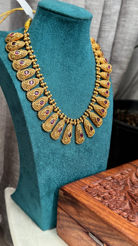 Unique Geometric Temple Jewellery Set with Jhumkas