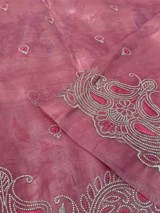 Party Wear Shimmery Jute Silk saree β Embroidered