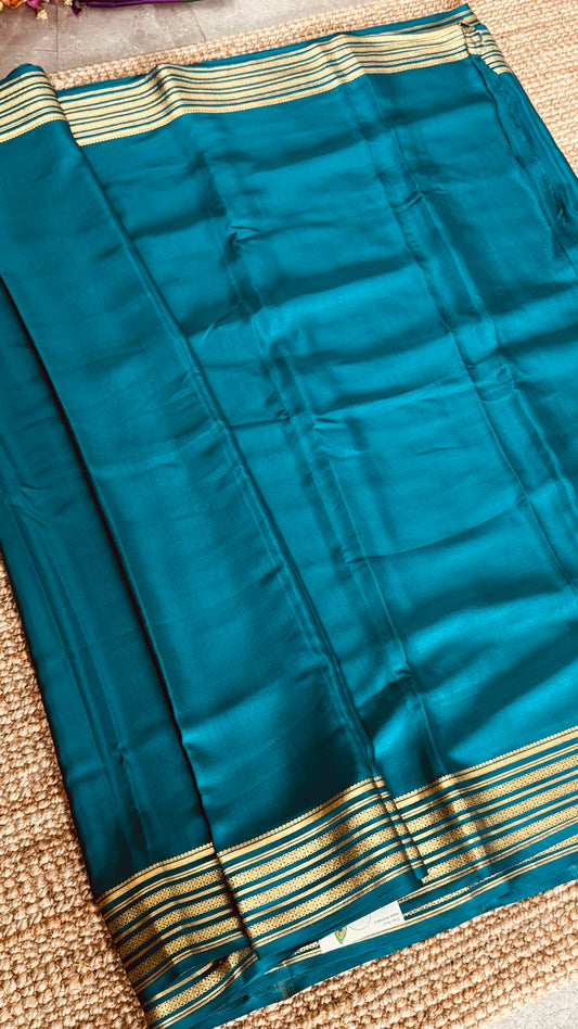 Pure Mysore Silk Sarees - Peacock Blue