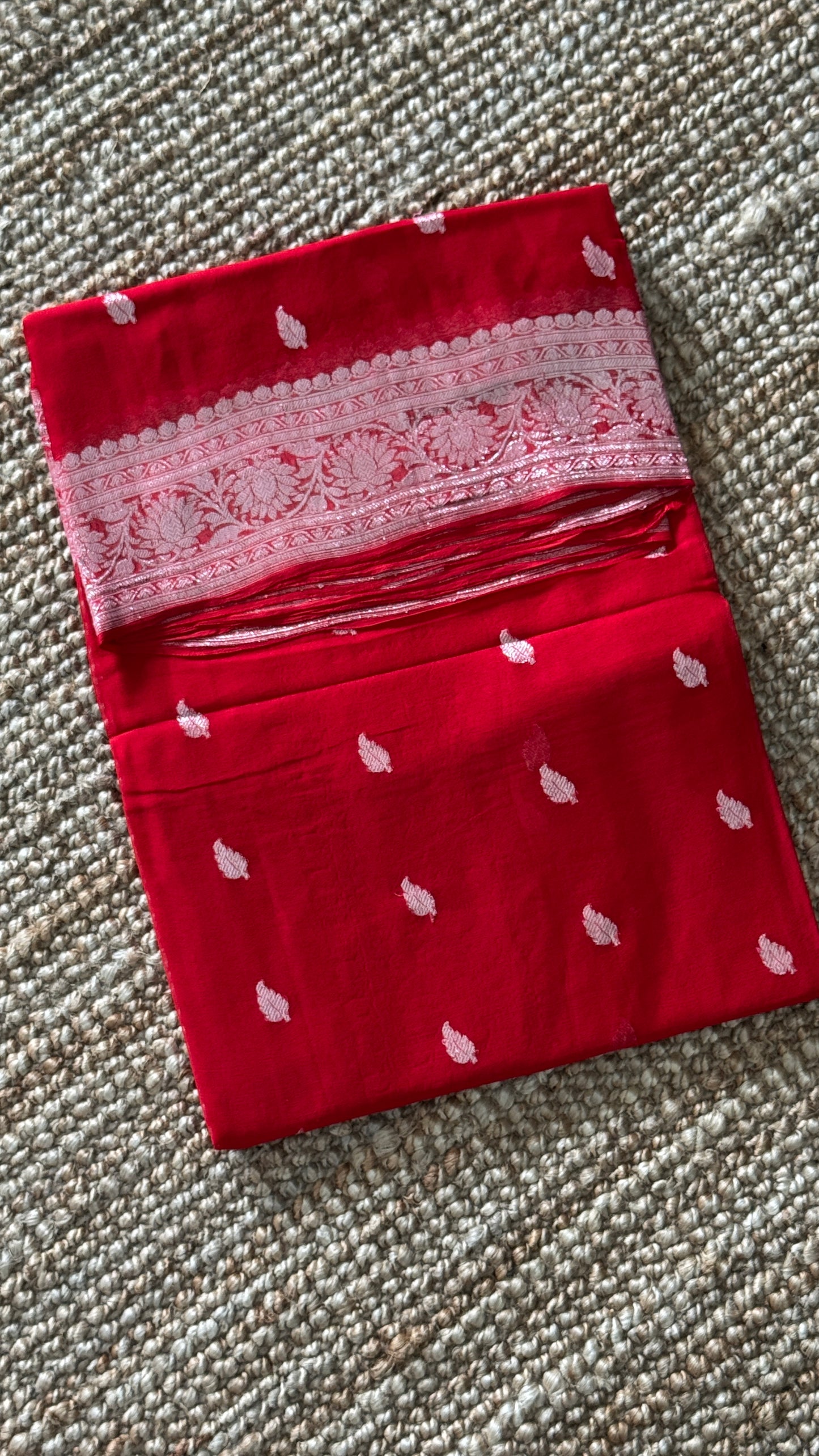 Pure Khaddi Chiffon Banarasi Silk Saree – Red