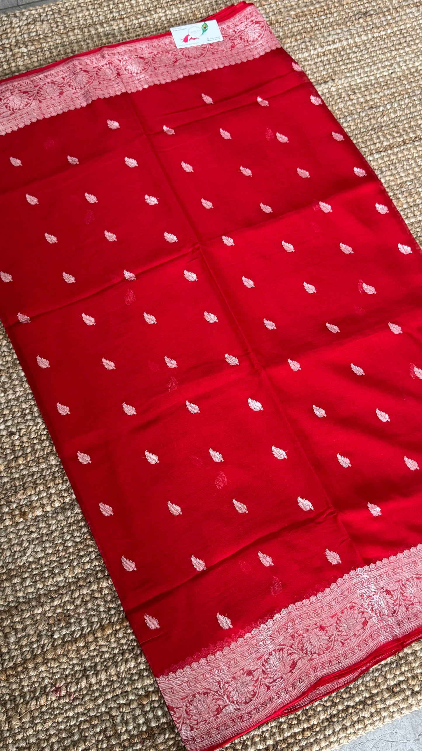 Pure Khaddi Chiffon Banarasi Silk Saree – Red