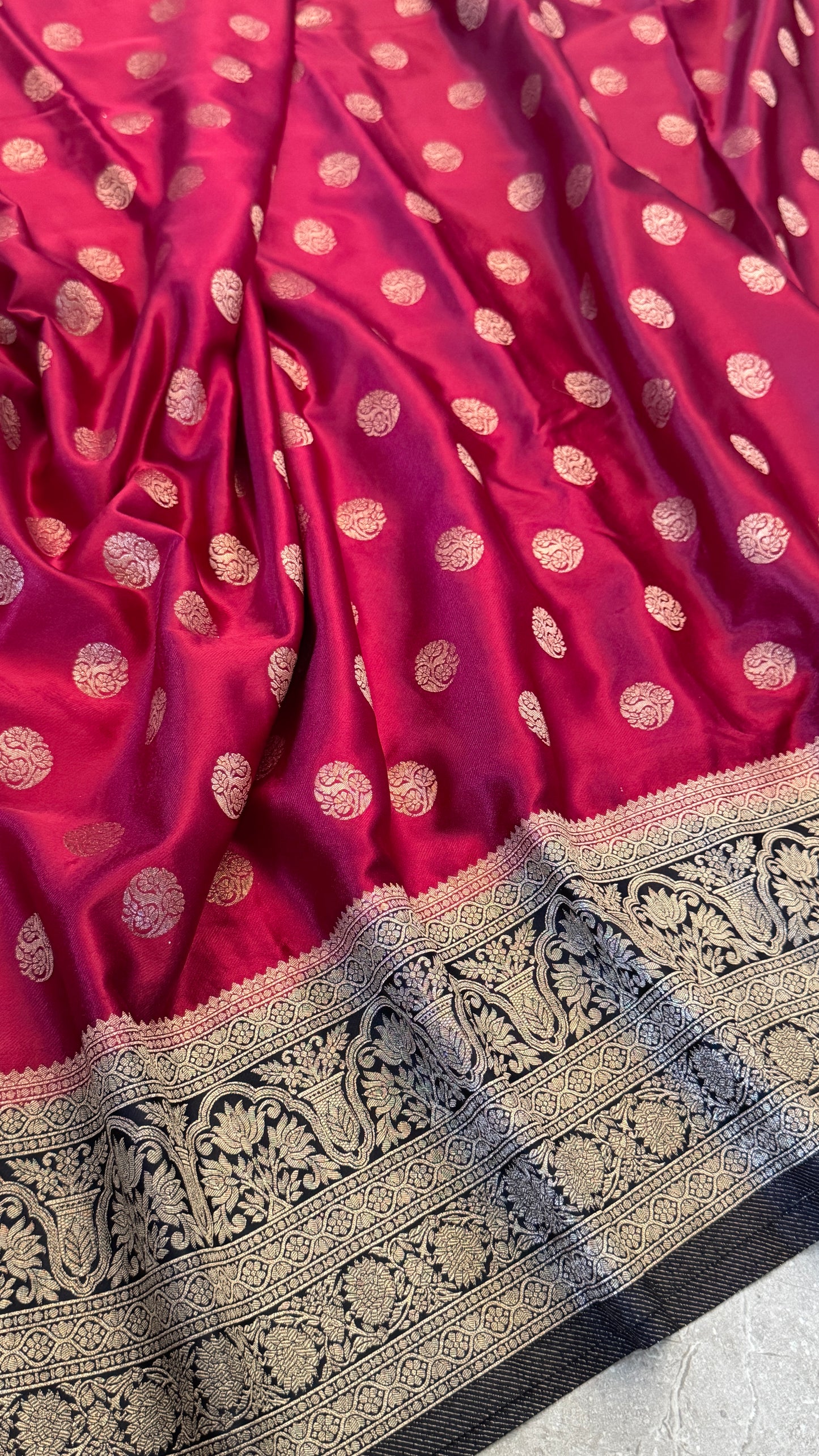 Semi Mashru Silk Banarasi Saree - Burgandy and Navy Blue