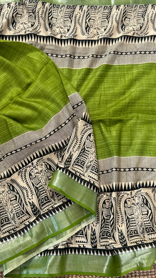 Linen Saree - Madhubhani Art form