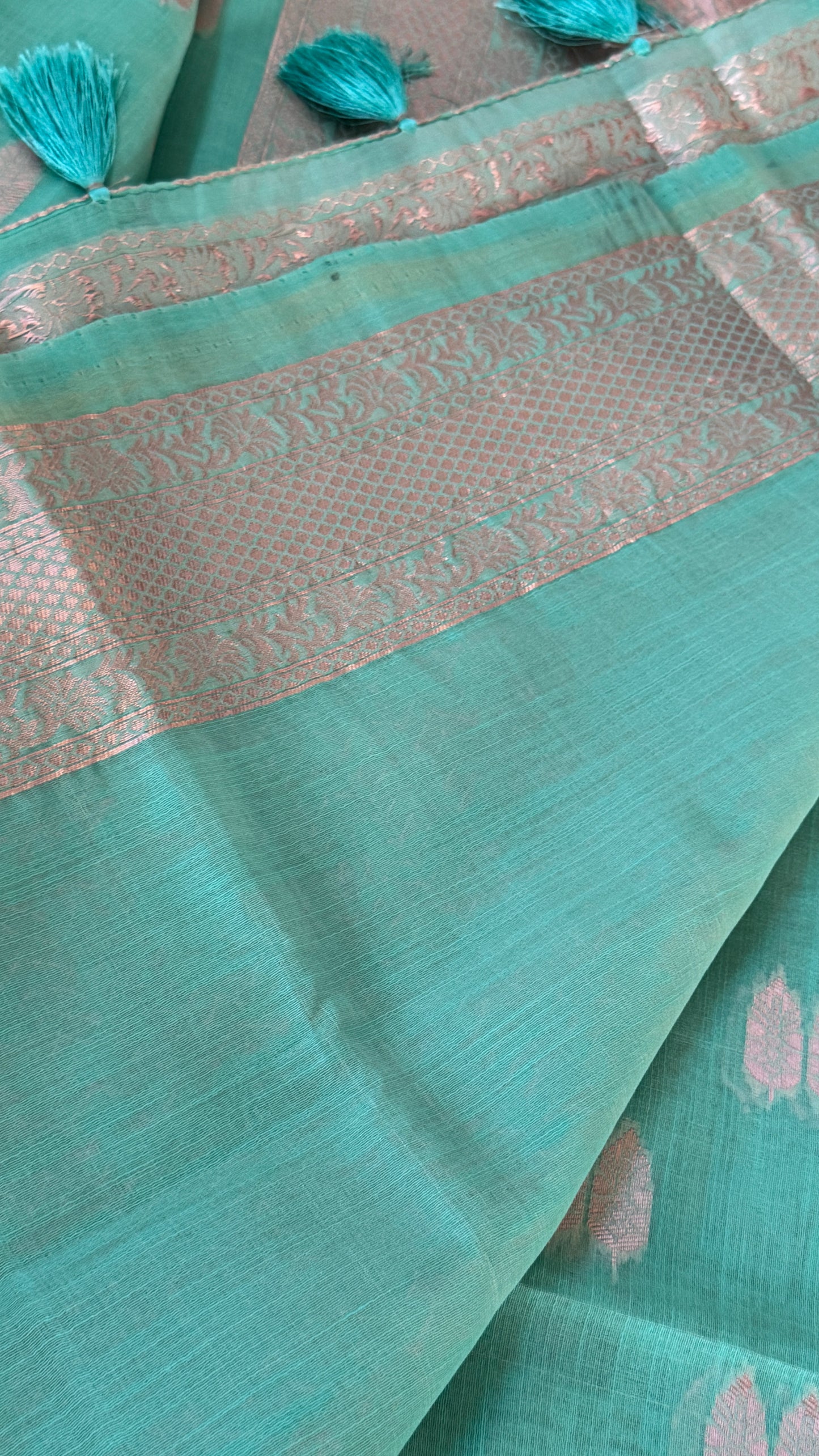 Cotton Silk Saree β Purple with Rose gold Zari