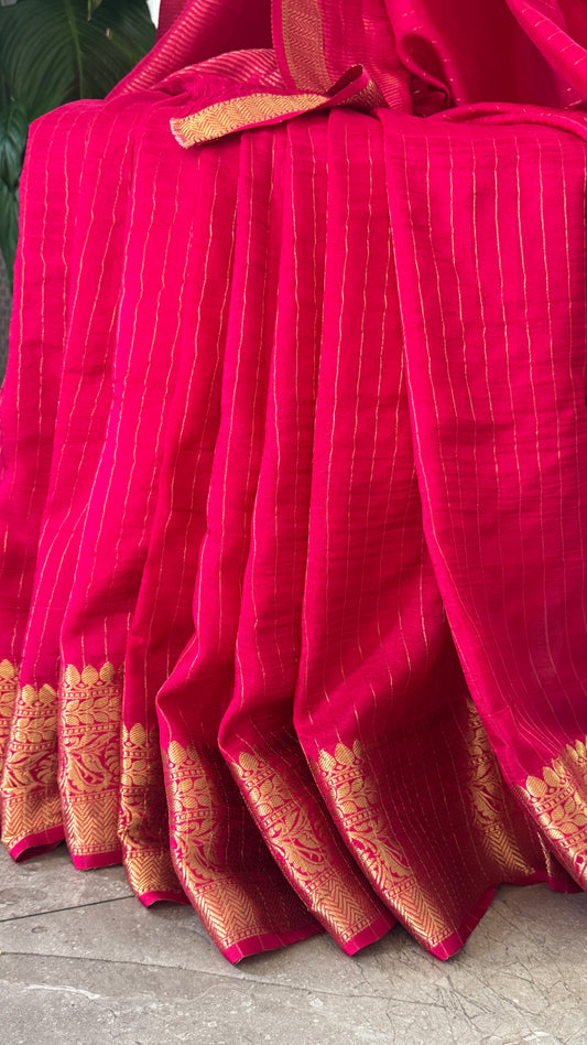 Pure Crepe silk saree β Hot Pink