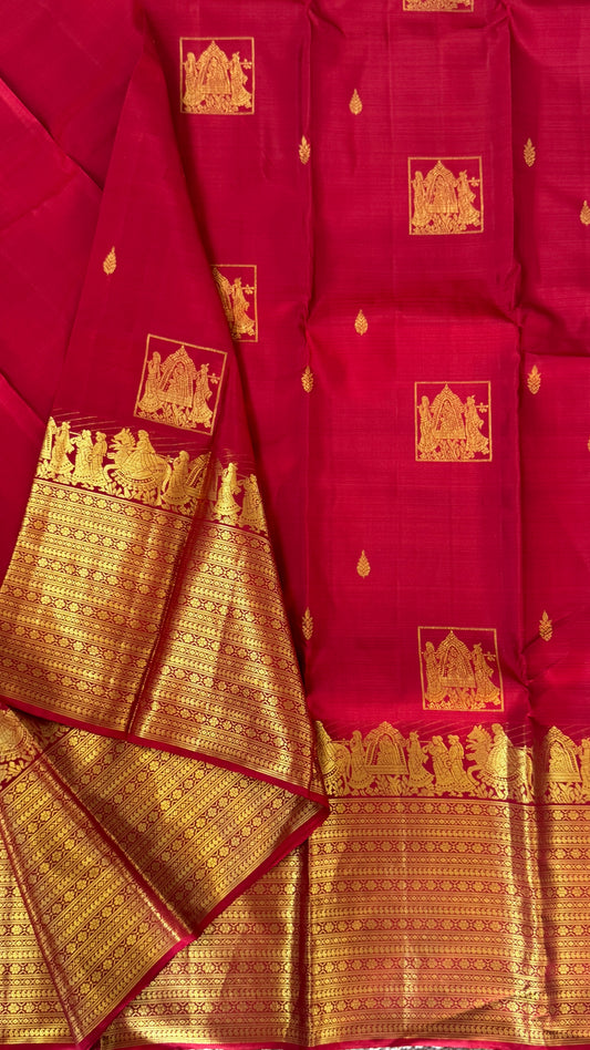 Bridal KANJIVARAM PURE SILK HANDLOOM SAREE in DEEP Red