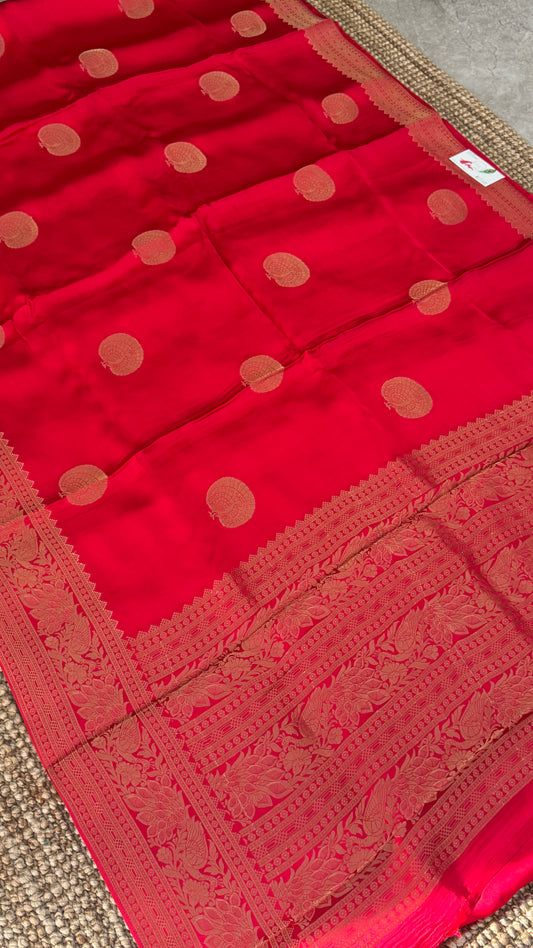 Pure Satin Viscose Silk Banarasi Sarees - Pink