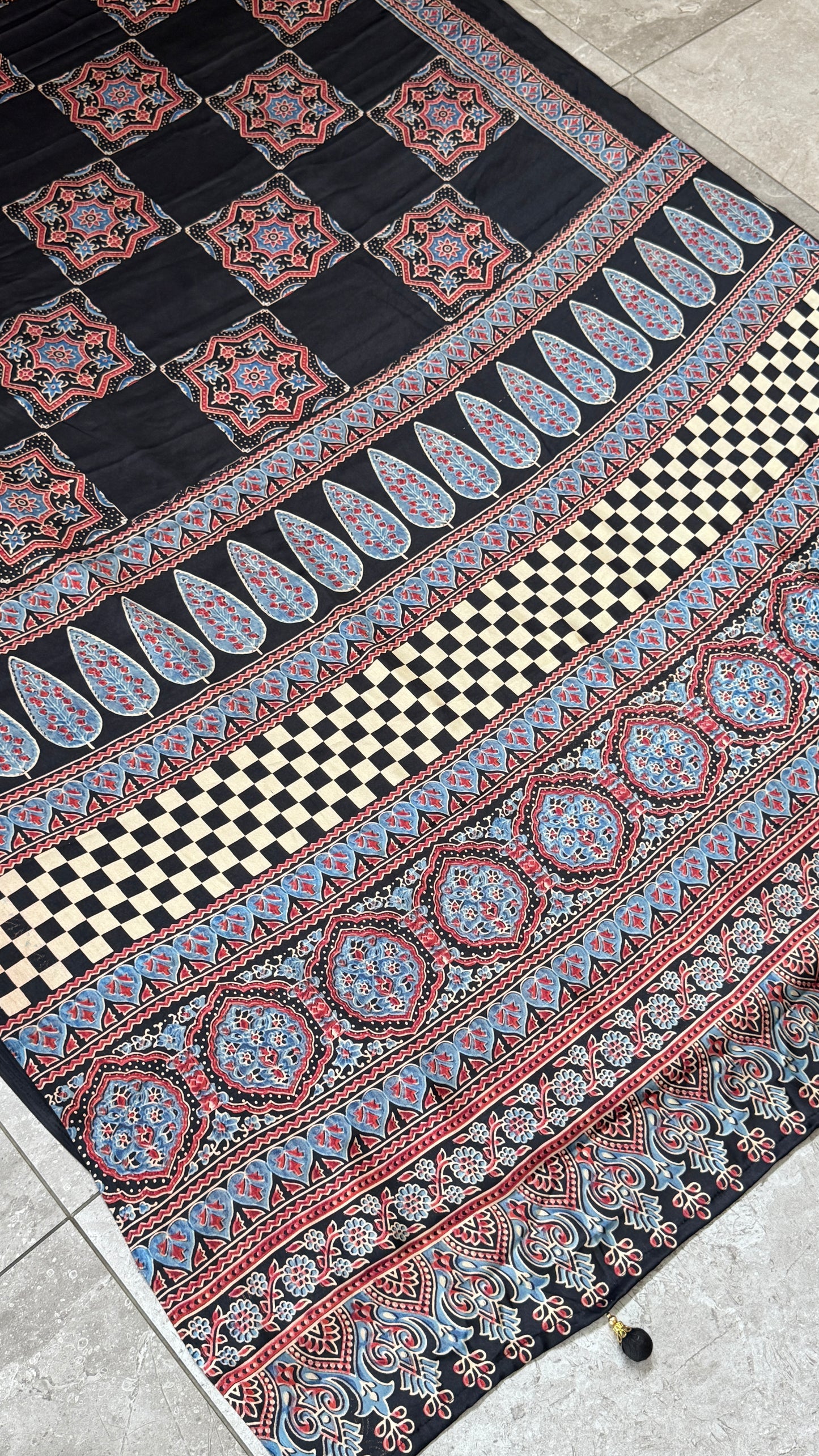 Modal silk with Ajrakh prints β Black