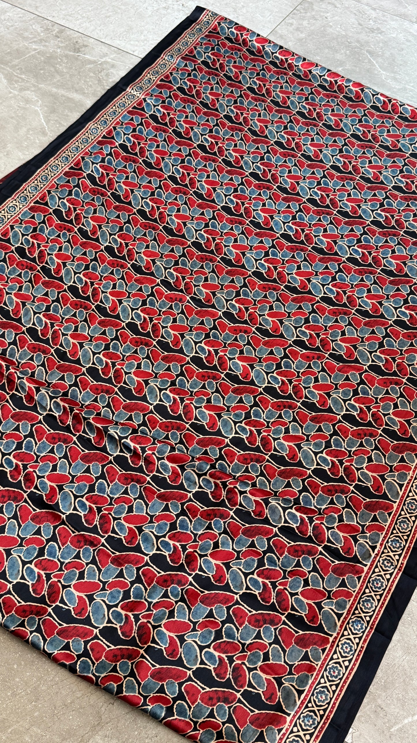 Modal silk with Ajrakh prints β Black