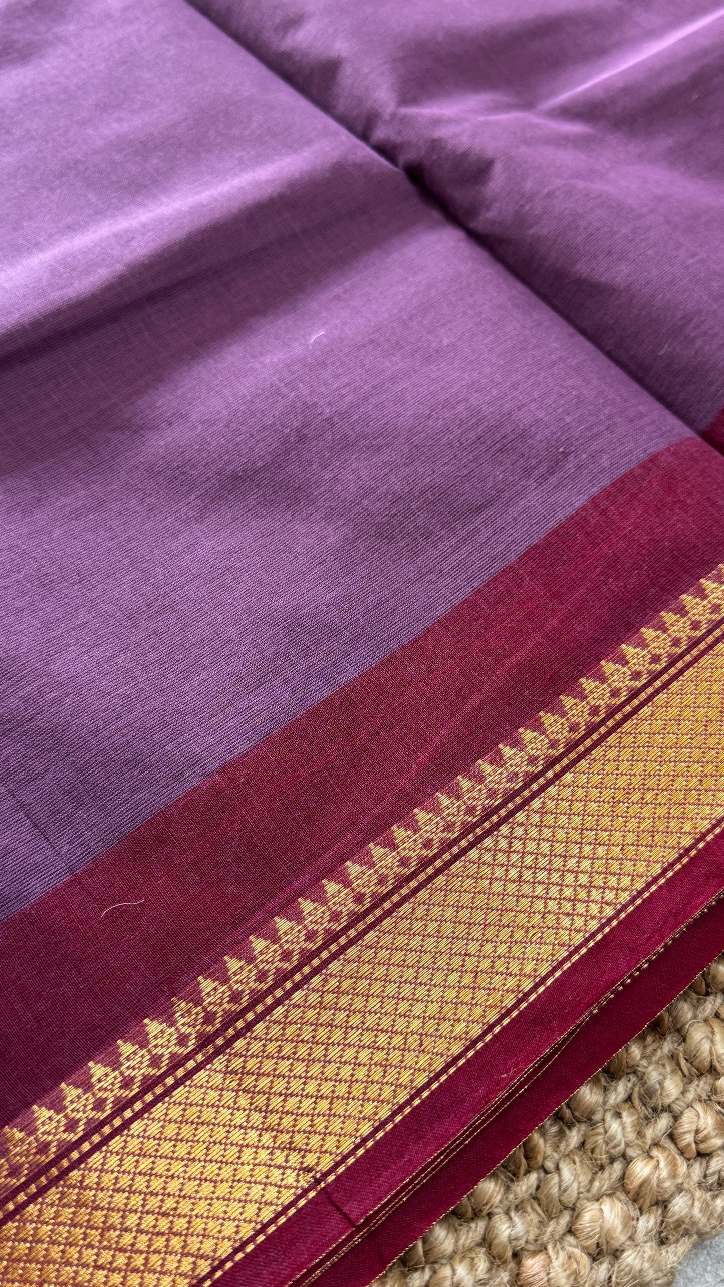 Kanchi Cotton Sarees - Purple with Red Border