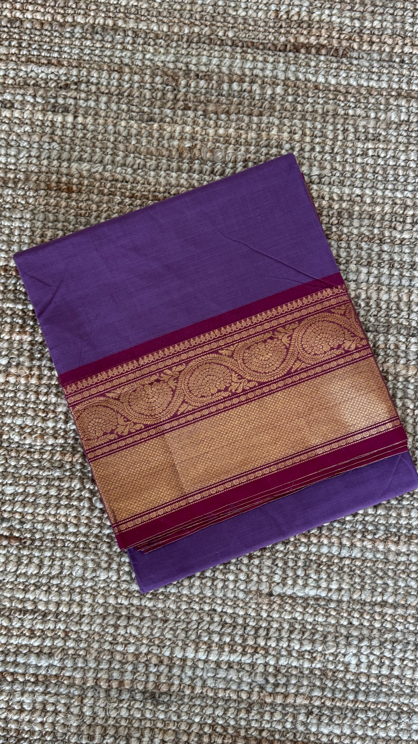 Kanchi Cotton Sarees - Purple with Red Border