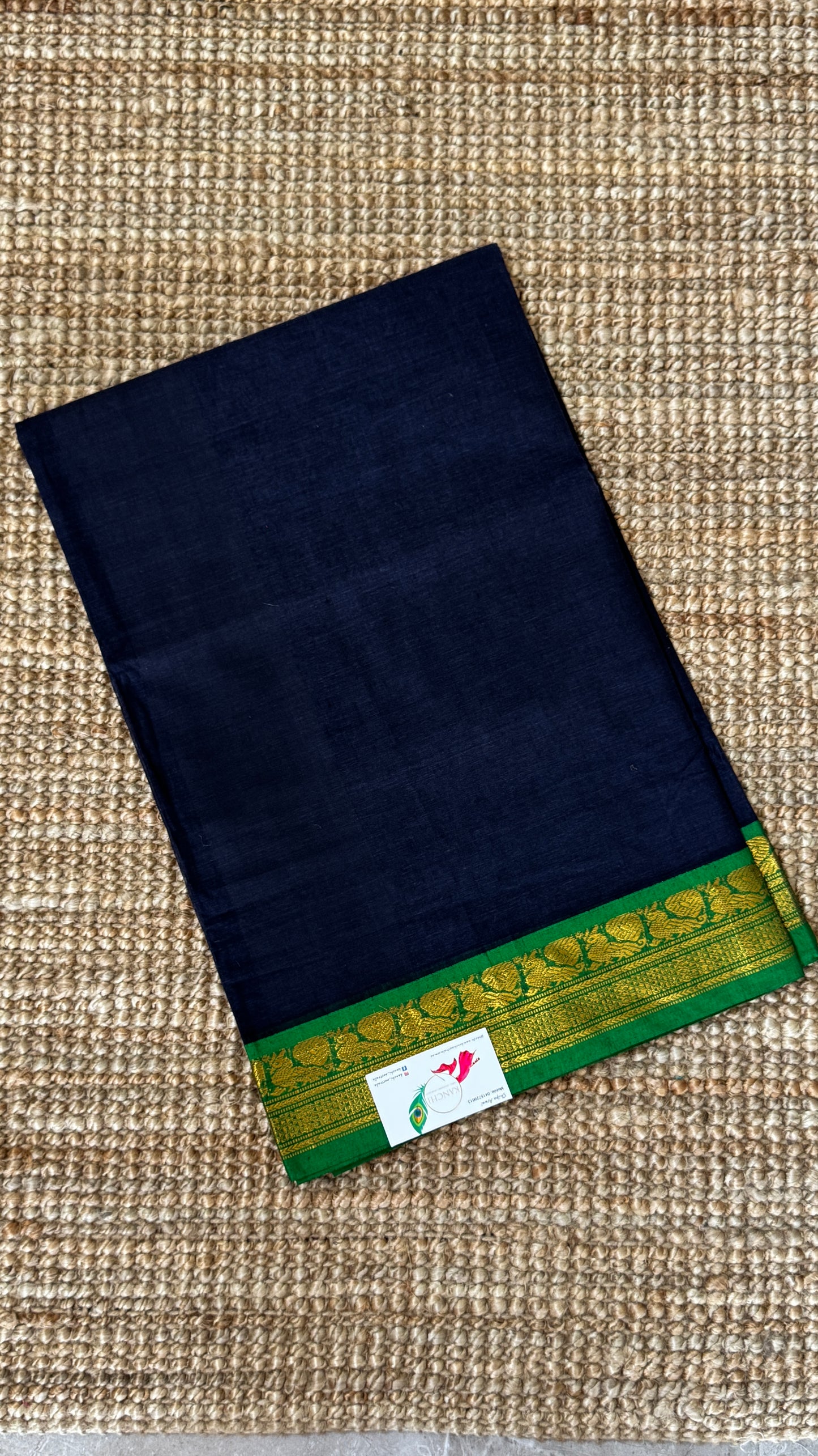 Nine-Yard Chettinad Cotton Sarees - Blue with Green border