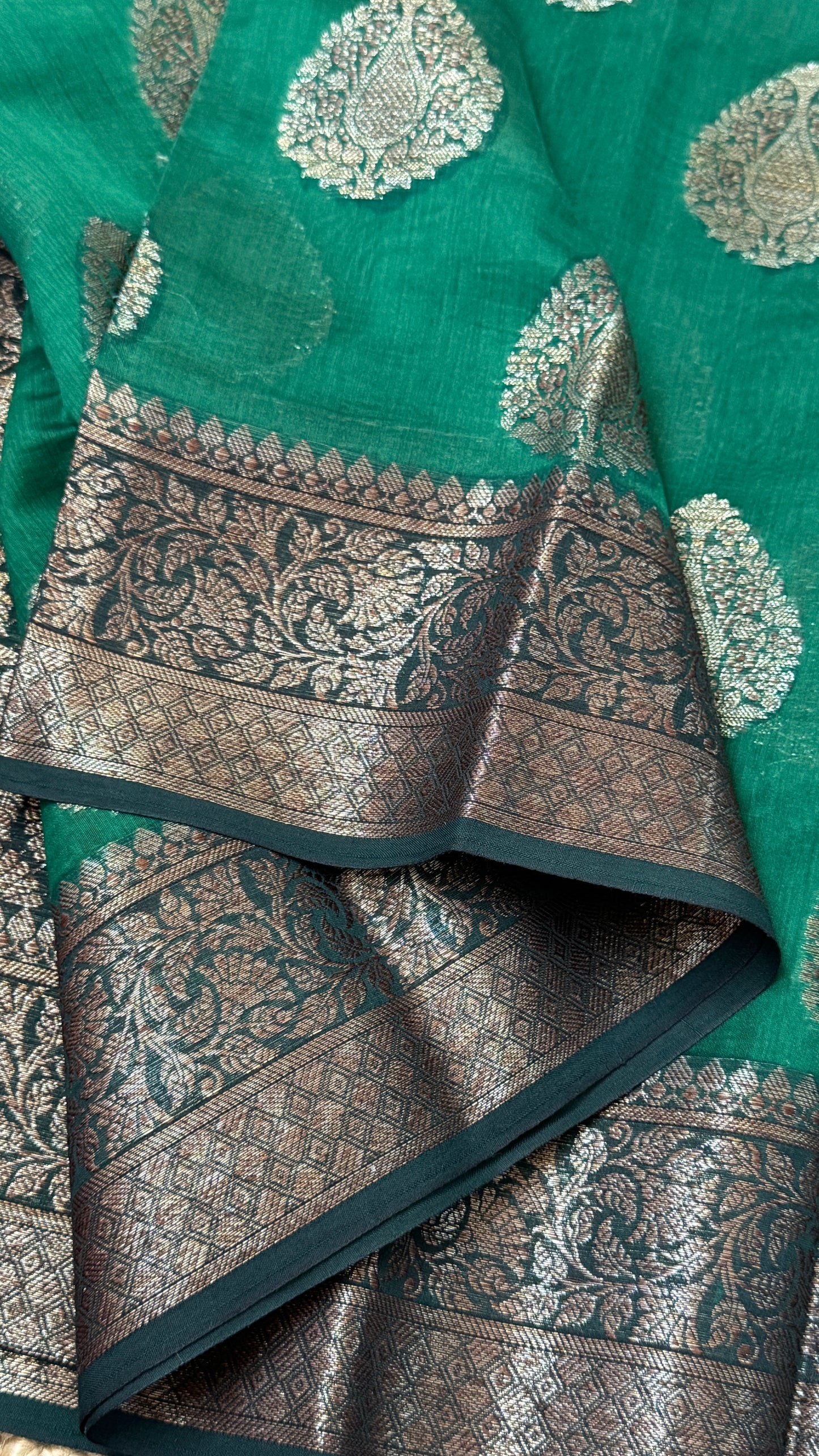 Pure Chanderi Cotton Saree – Antique Borders