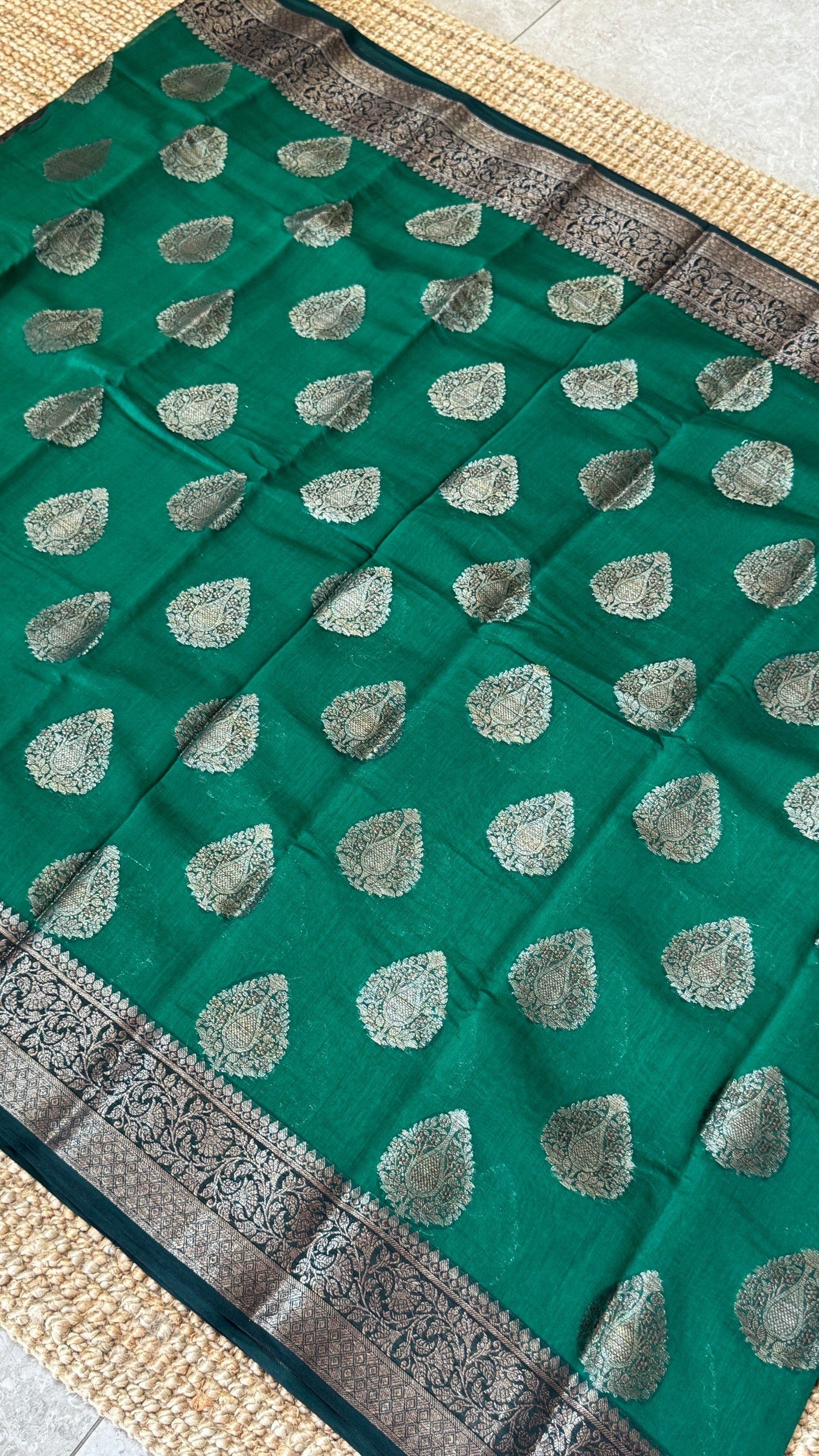 Pure Chanderi Cotton Saree – Antique Borders