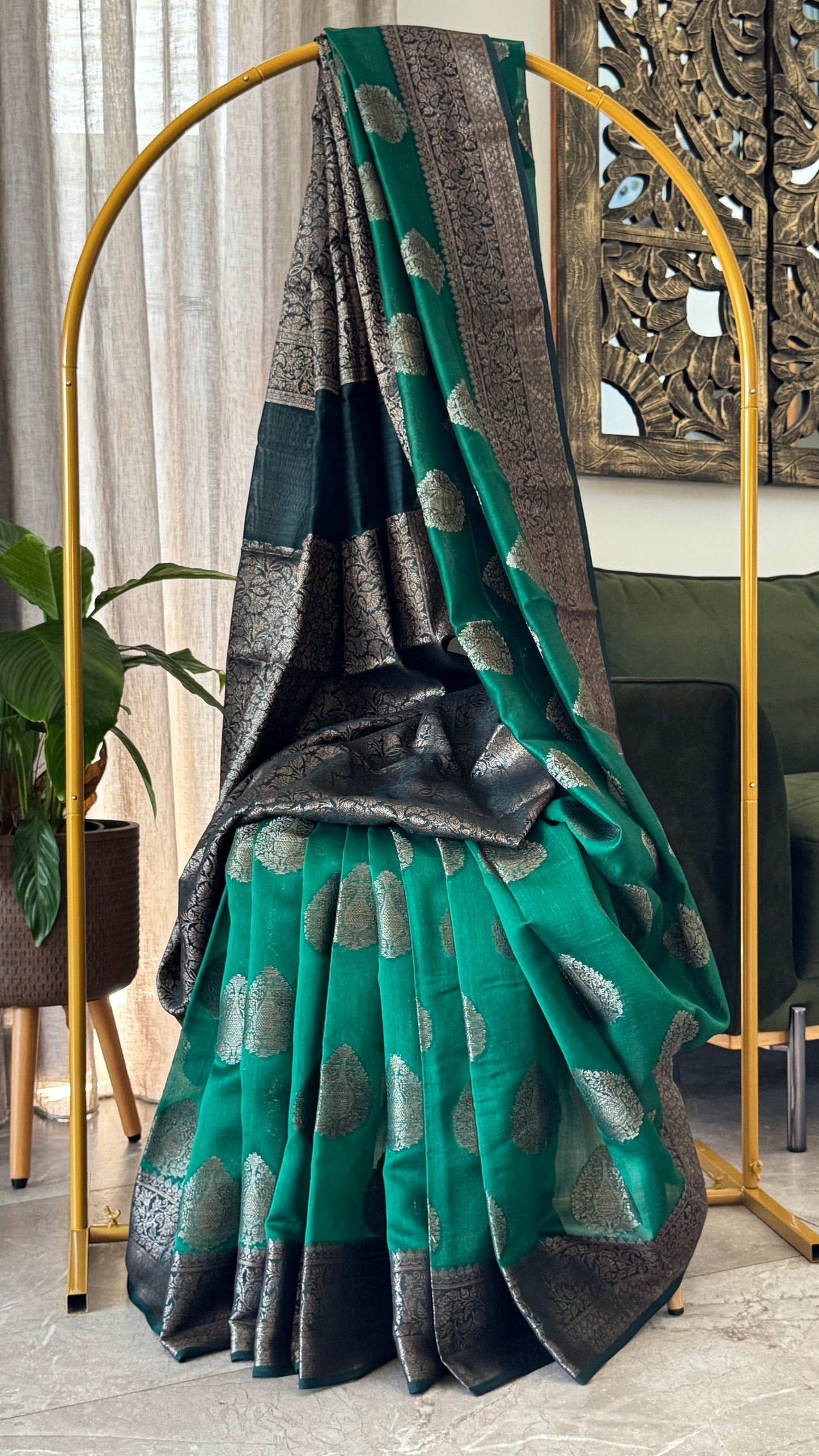 Pure Chanderi Cotton Saree – Antique Borders