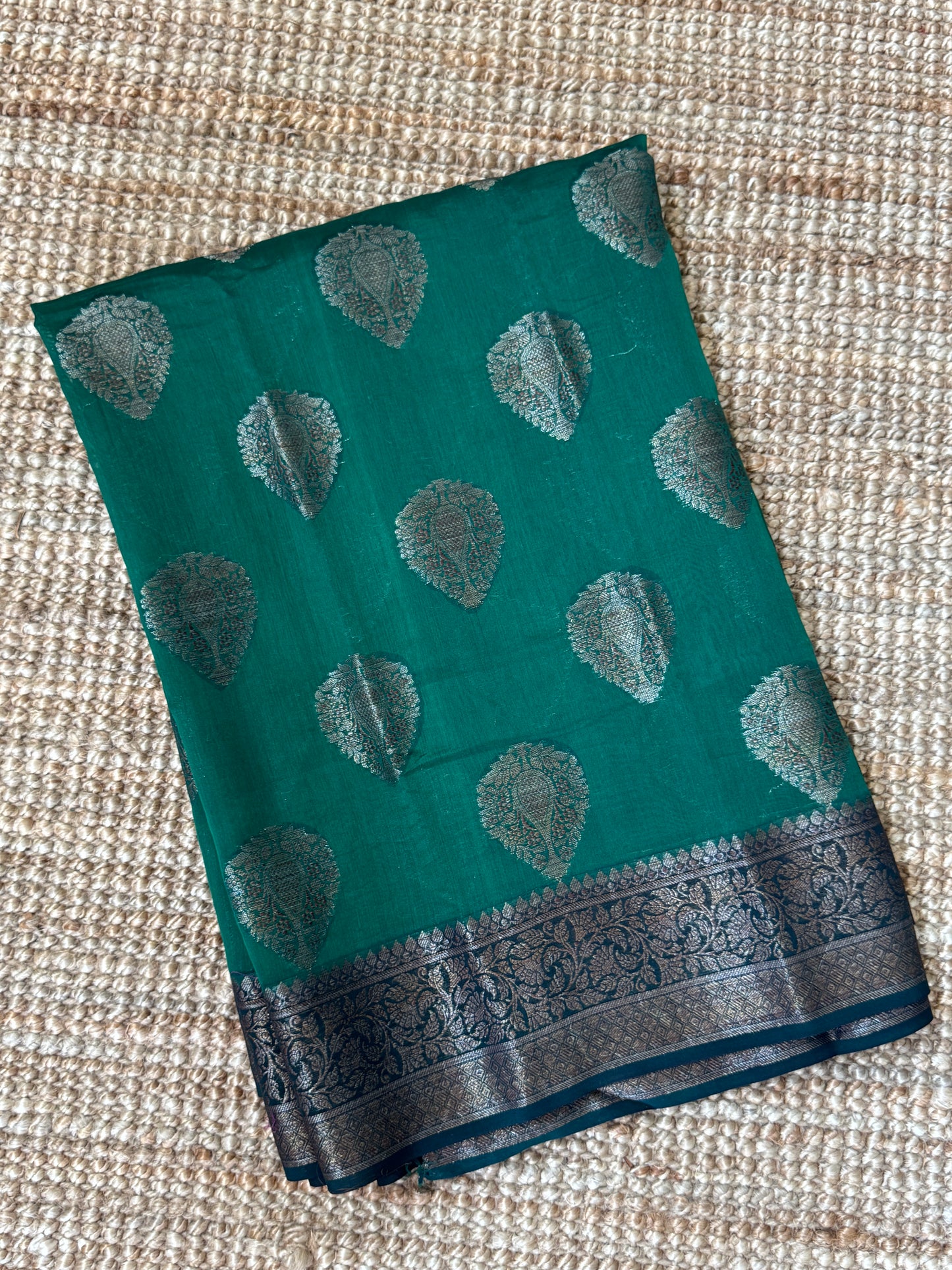 Pure Chanderi Cotton Saree – Antique Borders