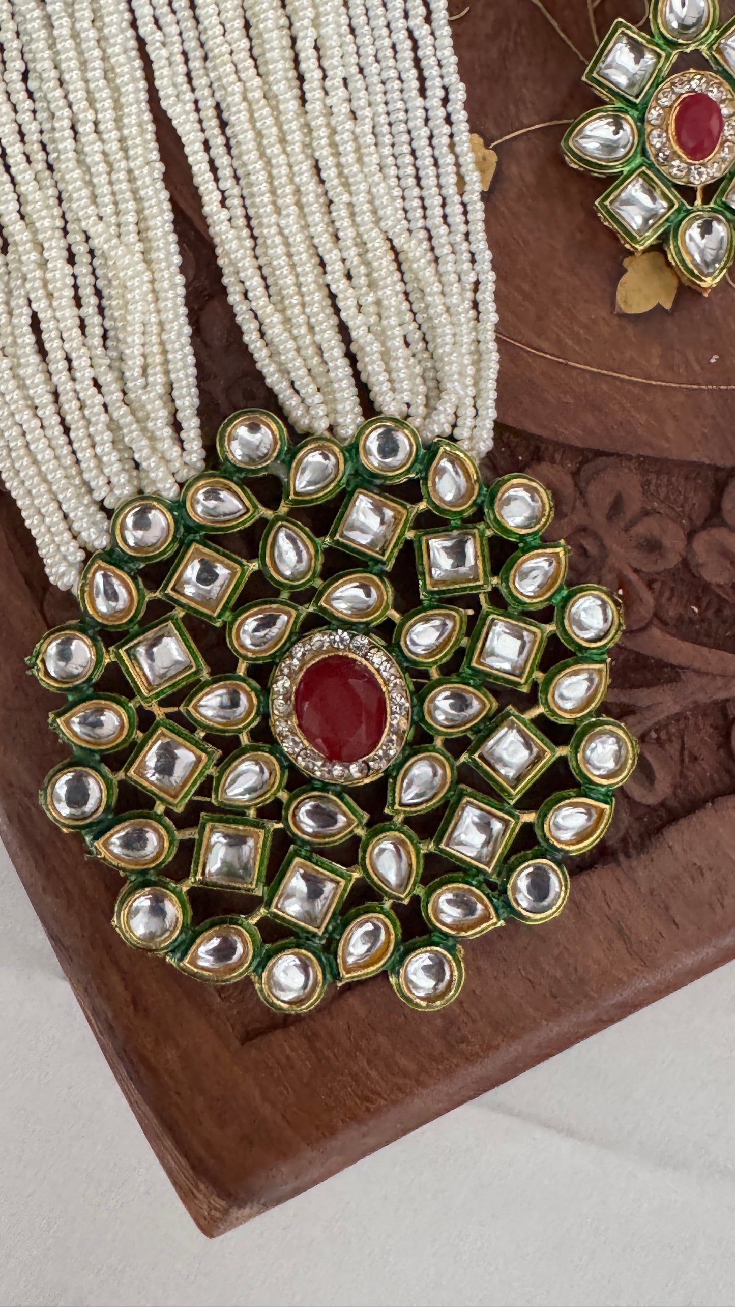 Kundan Polki Beaded Necklace Set