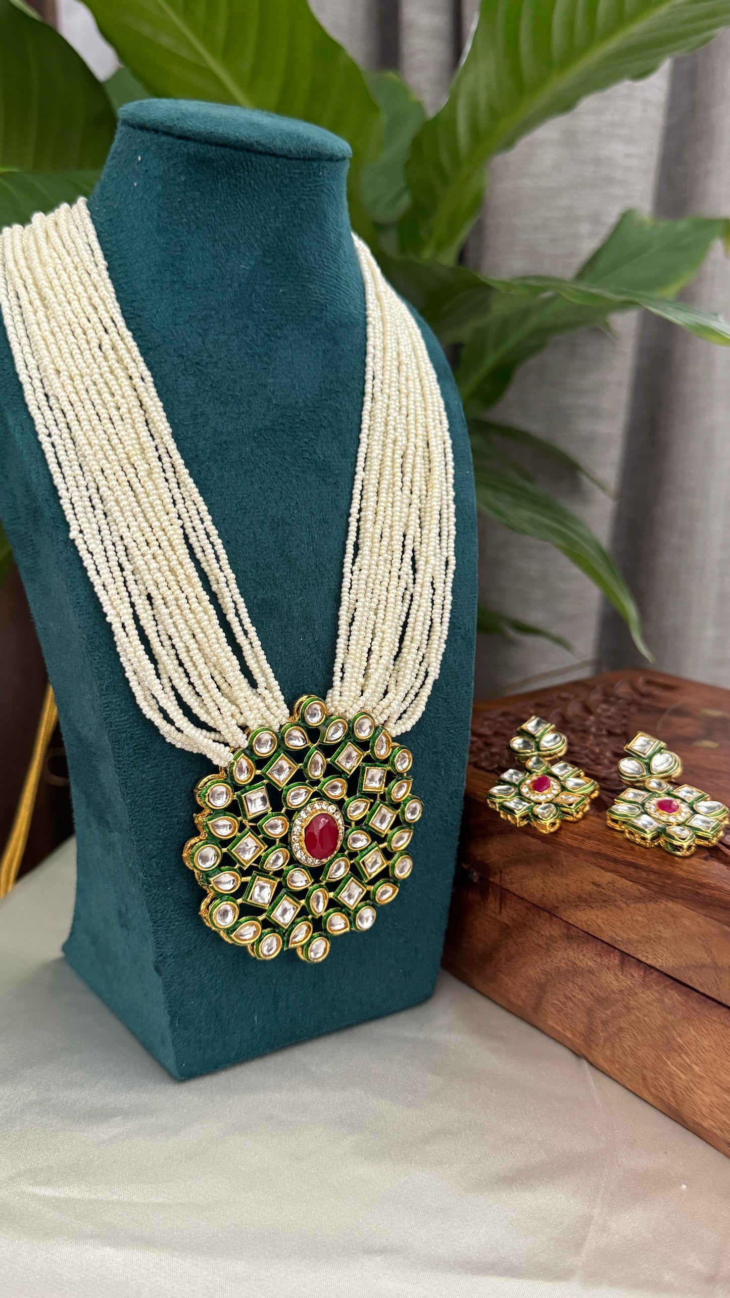 Kundan Polki Beaded Necklace Set